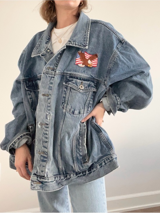 Wrangler Other - Vintage Wrangler Hero Distressed Blue Oversized Denim Jacket